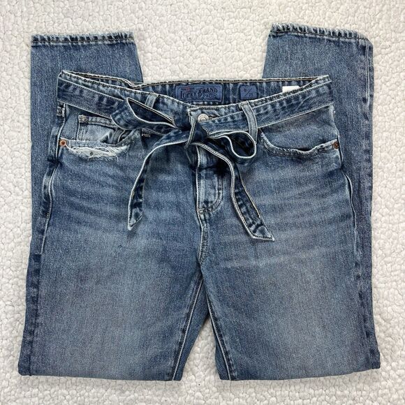 Lucky Brand Denim - Lucky Brand Jeans Women’s 0/25  Blue Sienna Slim Boyfriend Knee Patches Belt